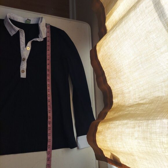 C. Wonder Black Stretch Knit Shirt With Cotton Trim, Collar, Gold Buttons Medium - Picture 8 of 10